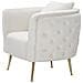 Poltrona Bucarest In Velluto Crema Con Braccioli Capitonne E Gambe Oro 76x74x73 Cm - Foto miniatura 3
