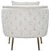 Poltrona Bucarest In Velluto Crema Con Braccioli Capitonne E Gambe Oro 76x74x73 Cm - Foto miniatura 5