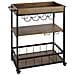 Carrello Cucina Rustico, Portabottiglie A Tre Livelli Con Portabottiglie E Bicchieri - 80 X 89,5 X 40 Cm, - Foto miniatura 2