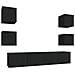 Set Mobili Porta Tv 6 Pz Nero In Legno Multistrato - Foto miniatura 2