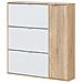 Scarpiera Provo, Armadio Portascarpe A 4 Ante, Mobile Basso Multiuso Con 5 Ripiani, Scarpiera Moderna, 106x22h115 Cm, Rovere E Bianco - Foto miniatura 2