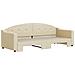 Divano Letto Con Letto Estraibile Crema 80x200 Cm Tessuto - Foto miniatura 3