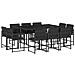 Set Da Pranzo Da Giardino 11 Pz Con Cuscini In Polyrattan Nero - Foto miniatura 2