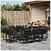 Set Da Pranzo Da Giardino 11 Pz Con Cuscini In Polyrattan Nero - Foto miniatura 1