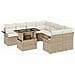 Set di 9 divani da giardino con cuscini in polyrattan beige - Foto miniatura 1