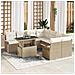 Set di 9 divani da giardino con cuscini in polyrattan beige - Foto miniatura 2