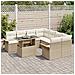 Set di 9 divani da giardino con cuscini in polyrattan beige - Foto miniatura 3