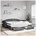Divano Letto Estraibile Cassetti Grigio Scuro 90x190cm Tessuto - Foto miniatura 2