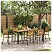Set da Pranzo per Giardino 7 pcs Nero e Legno 190 x 90 x 75 cm - Foto miniatura 2