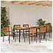 Set da Pranzo per Giardino 7 pcs Nero e Legno 190 x 90 x 75 cm - Foto miniatura 4