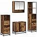 Set di mobili per il bagno con cassetto 4 pcs Legno vecchio - Foto miniatura 1