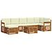 Set divani 8 pcs Naturale e Crema Legno di Acacia Massello - Foto miniatura 1