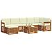 Set divani 8 pcs Naturale e Crema Legno di Acacia Massello - Foto miniatura 3