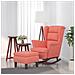 Poltrona A Dondolo Con Gambe Legno E Poggiapiedi Rosa Velluto - Foto miniatura 1