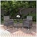 Set Da Pranzo Per Giardino 3 Pz In Polyrattan Grigio - Foto miniatura 1