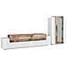 Parete Attrezzata Mirko, Set Salotto Porta Tv, Mobile Soggiorno Multiuso, 100% Made In Italy, Cm 280x45h121, Bianco Lucido E Acero - Foto miniatura 2