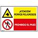 Insegna Perros Peligrosos / Prohibido El Paso 60 X 40 Cm - Foto miniatura 1