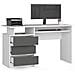 Scrivania CLP, 3 cassetti, 135x60x77 cm, Colore Bianco e Grigio Grafite - Foto miniatura 2