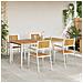 Set da Pranzo da Giardino in Legno Massello di Acacia da 5 Pezzi,  Tavolo da Pranzo all'aperto 180x90x75 cm in Legno Massello di Acacia,  Sedie da Giardino impilabili 4 pz in Legno Massello di Acacia e Metallo - Foto miniatura 3