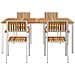 Set da Pranzo da Giardino in Legno Massello di Acacia da 5 Pezzi,  Tavolo da Pranzo all'aperto 180x90x75 cm in Legno Massello di Acacia,  Sedie da Giardino impilabili 4 pz in Legno Massello di Acacia e Metallo - Foto miniatura 6