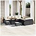 Set Divano da Giardino 13 Pezzi con Cuscini in Polyrattan Nero e Acacia, Set da Pranzo da Giardino 3 Pezzi con Cuscini in Polyrattan Nero e Acacia - Foto miniatura 2