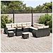Set Divano da Giardino 13 Pezzi con Cuscini in Polyrattan Nero e Acacia, Set da Pranzo da Giardino 3 Pezzi con Cuscini in Polyrattan Nero e Acacia - Foto miniatura 3