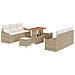 Set divano da giardino 9 pezzi con cuscini Beige Polirattan Acacia, Divano da giardino 2 posti con cuscini Beige Polirattan, Set da pranzo da giardino 3 pezzi con cuscini Beige Polirattan Acacia - Foto miniatura 1