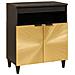 Credenza Nero e Oro 60 x 33 x 75 cm legno massello di mango - Foto miniatura 1