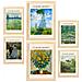Set Di 6 Stampe Galleria Di Dipinti Di Monet Dipinti Decorativi Per Il Tuo Soggiorno, Camera Da Letto, Stampe Artistiche Da Parete Per La Casa A3 & A4 Telaio In Legno Chiaro - Foto miniatura 1