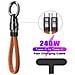 Cavo Di Ricarica Da Type-c A Type-c Pd240w Con Laccetto In Pelle Brown - Foto miniatura 3