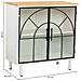 Credenza In Vetro, Metallo E Legno, 2 Ante, Bianco81x35,5x80h Cm - Foto miniatura 3