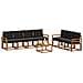 Set di divani da esterno con cuscino 8 pcs Naturale e Nero - Foto miniatura 3