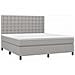 Letto A Molle Materasso E Led Grigio Chiaro 180x200 Cm Tessuto - Foto miniatura 3