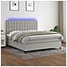 Letto A Molle Materasso E Led Grigio Chiaro 180x200 Cm Tessuto - Foto miniatura 1