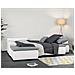 Divano Angolare Trasformabile Reversibile A 3 Posti + Box - Simil Bianco E Tessuto Grigio - 274 X 184 Cm - Foto miniatura 1