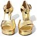 Scarpe Sandali Plateau Cinturino Alla Caviglia Cristallo Dorato - E... - Foto miniatura 2