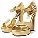 Scarpe Sandali Plateau Cinturino Alla Caviglia Cristallo Dorato - E... - Foto miniatura 3