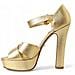 Scarpe Sandali Plateau Cinturino Alla Caviglia Cristallo Dorato - E... - Foto miniatura 5