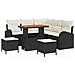 Set di Divano da Giardino 8 Pezzi con Cuscini Nero Polyrattan Acacia,  Divano da Giardino 2 Posti con Cuscini Nero Polyrattan,  Set di Mobili da Giardino 3 Pezzi con Cuscini Nero Polyrattan Acacia - Foto miniatura 1