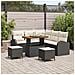 Set di Divano da Giardino 8 Pezzi con Cuscini Nero Polyrattan Acacia,  Divano da Giardino 2 Posti con Cuscini Nero Polyrattan,  Set di Mobili da Giardino 3 Pezzi con Cuscini Nero Polyrattan Acacia - Foto miniatura 2