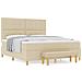 Letto a Molle con Materasso e Panchina Crema 180x200 cm Tessuto - Foto miniatura 4
