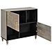 Credenza Grigio e Oro 80 x 33.5 x 75 cm Legno massello di mango - Foto miniatura 2