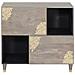 Credenza Grigio e Oro 80 x 33.5 x 75 cm Legno massello di mango - Foto miniatura 3