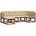 Set di divani da esterno con cuscino 6 pcs Naturale e Beige - Foto miniatura 1