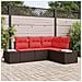 Set Divano da Giardino 4 pz Marrone e Rosso polyrattan - Foto miniatura 3