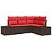Set Divano da Giardino 4 pz Marrone e Rosso polyrattan - Foto miniatura 1