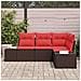 Set Divano da Giardino 4 pz Marrone e Rosso polyrattan - Foto miniatura 5