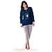 Pigiama Da Donna Ragazza In Cotone Maglia Blu Scuro E Pantalone Lunghi Grigio - S - Foto miniatura 1