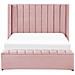 Letto Con Rete A Doghe Velluto Rosa 140 X 200 Cm Noyers - Foto miniatura 4