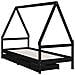 Giroletto Bambini con Cassetti Nero 90x200cm Massello di Pino - Foto miniatura 3